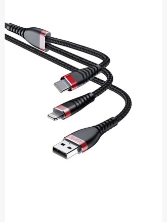  Usb Кабель-зарядка EOFE AT31 2в1 Lightning/Type-C 2.4A 1.2м черный