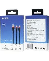 Usb Кабель-зарядка EOFE AT31 2в1 Lightning/Type-C 2.4A 1.2м черный