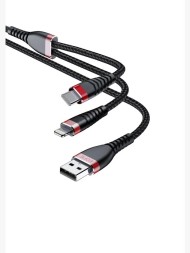 Usb Кабель-зарядка EOFE AT31 2в1 Lightning/Type-C 2.4A 1.2м черный