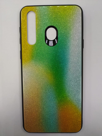 Накладка для Samsung Galaxy A8S силикон со стеклом блестящий