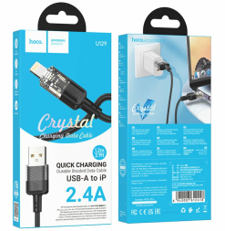 Usb Кабель-зарядка Lightning Hoco U129 Crystal 3A 1.2м черный