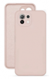 Накладка для Xiaomi Mi 11 Lite Silicone cover без логотипа пудро