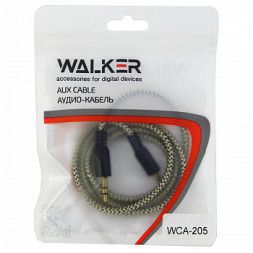Аудиокабель AUX 3.5мм Walker WCA205 1м в полиуретановой оплетке золотой