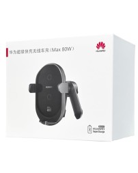 Держатель c беспроводной зарядкой в воздуховод Huawei K080 80W с зажимом черный