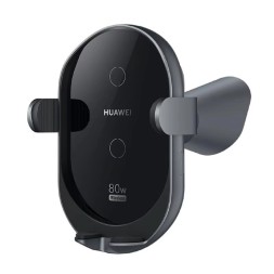 Держатель c беспроводной зарядкой в воздуховод Huawei K080 80W с зажимом черный