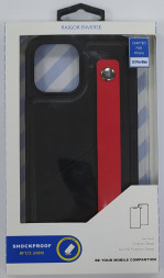 Накладка для i-Phone 12 Pro Max 6.7&quot; Raigor кожаная с держателем для руки чёрная