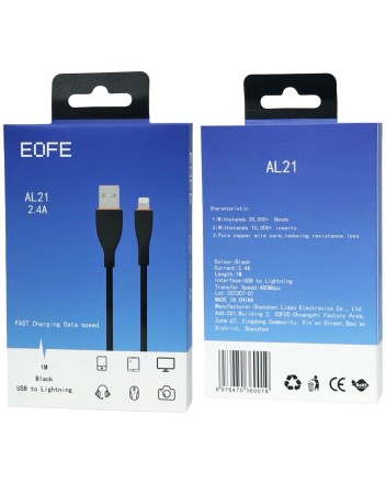  Usb Кабель-зарядка Lightning EOFE AL21 2.4A 1м черный