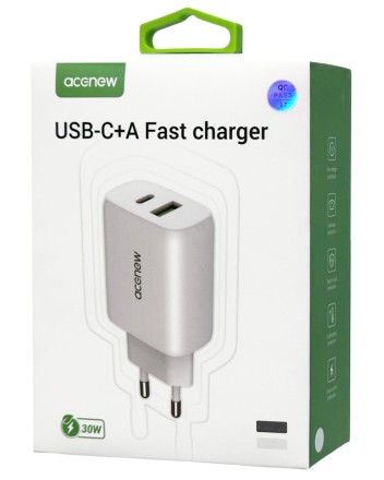  Сетевое зар. устр. Acenew A1830 1USB/1C 30W белое