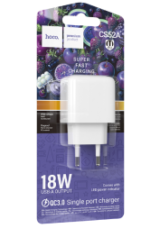 Сетевое зар. устр. Hoco CS52A 1USB 18W белое