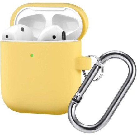 Силиконовый чехол для AirPods с карабином жёлтый