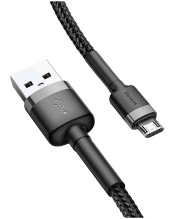 Usb Кабель-зарядка Micro Baseus Cafule 2м (CAMKLF-CG1) 1.5A черно-серебристый