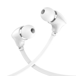 Наушники с микрофоном Borofone BM26 Rhythm 1.2м плоский белые