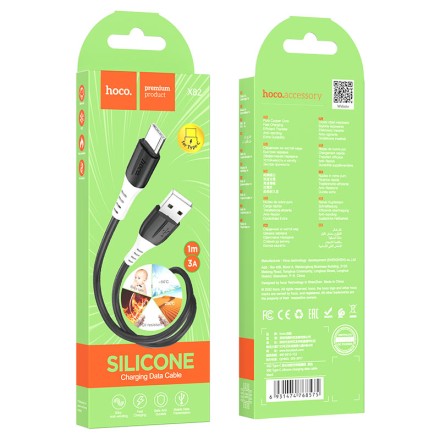  Usb Кабель-зарядка Type-C Hoco X82 3A 1м мягкий силиконовый черный