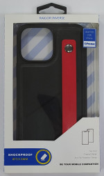 Накладка для i-Phone 13 Pro Max 6.7&quot; Raigor кожаная с держателем для руки чёрная