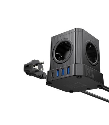  Сетевой фильтр Hoco NS8 5 розеток/3USB/1USB-C 2м черный