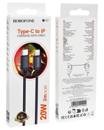 Usb Кабель-зарядка Type-C на Lightning Borofone BX87 20W 2м тканевая оплетка черный