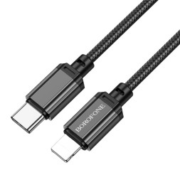 Usb Кабель-зарядка Type-C на Lightning Borofone BX87 20W 2м тканевая оплетка черный