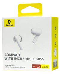Мобильная Bluetooth-гарнитура Baseus Bowie E17 BT5.3/35mAh (430mAh)/6ч (A00072200223-Z1) белая