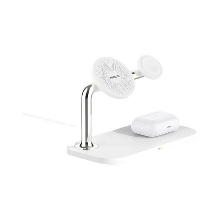  Беспроводное зарядное устройство Recci RCW-20 3в1 для Phone/Watch/Pods 5W/7.5W/10W/15W белое