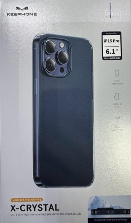  Накладка для i-Phone 15 Pro Keephone X-Crystal синий