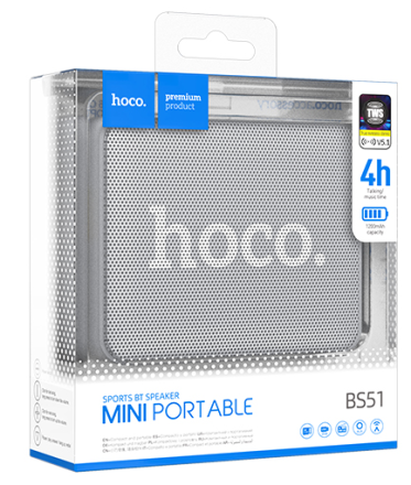  Bluetooth колонка Hoco BS51 BT5.1/1200mAh/4ч/3Вт/TF/AUX серая