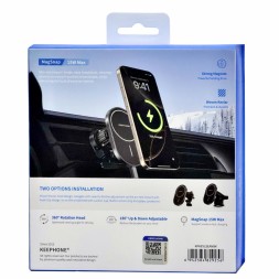 Держатель c беспроводной зарядкой на торпеду/воздуховод Keephone Seanova carbon