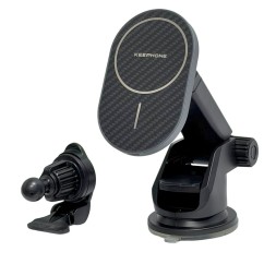 Держатель c беспроводной зарядкой на торпеду/воздуховод Keephone Seanova carbon