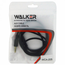 Аудиокабель AUX 3,5mm Walker WCA205 круглый полиуретановая обмотка черный