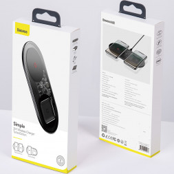 Беспроводное зарядное устройство Baseus Simple 2in1 для Phone+Watch TZWXJK-A01 чёрно-прозрачный