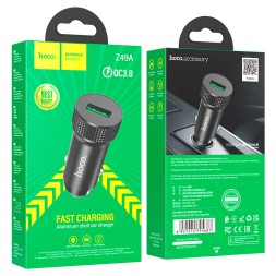 Автомобильное заряд. устр. Hoco Z49A 1USB QC3.0 черное