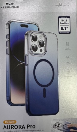  Накладка для i-Phone 15 Pro Max Keephone Dazzle Pro Magsafe синий