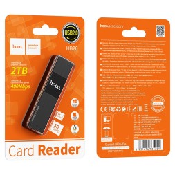 Картридер Hoco HB20 2TB 480Mbps USB2.0 чёрный