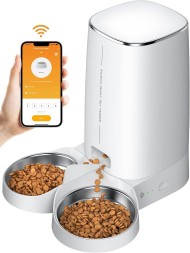 Умная кормушка для животных Rojeco 4L Automatic Pet Feeder WIFI Version Double Bowl (белая)