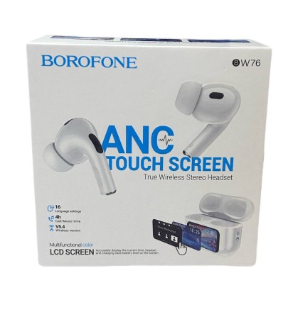  Беспроводные наушники TWS с дисплеем Borofone BW76 BT5.4/4ч белые
