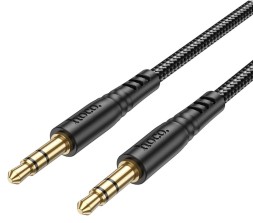 Аудиокабель AUX 3,5mm Hoco UPA24 1м тканевый черный