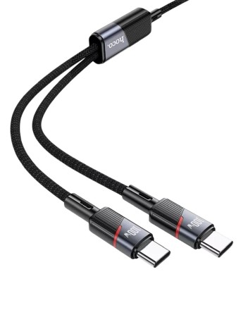  Usb Кабель-зарядка Hoco U139 2в1 Type-C на 2Type-C 100W 1.2м черный