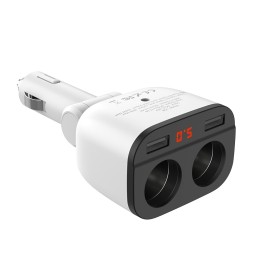Автомобильное заряд. устр. Hoco Z28 2USB дисплей, белое