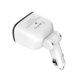 Автомобильное заряд. устр. Hoco Z28 2USB дисплей, белое