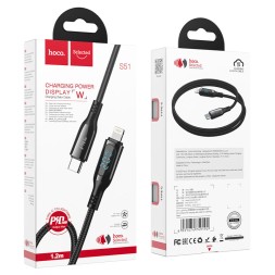 Usb Кабель-зарядка Type-C на Lightning Hoco S51 PD 20W 1.2м в тканевой оплетке черный