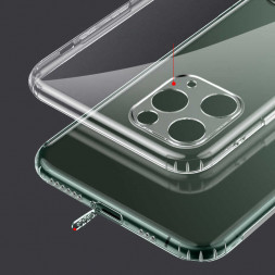 Чехол-накладка силикон i-Phone 12 Pro прозрачный противоударный с закрытой камерой тех.пак