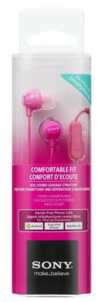  Стереонаушники Sony MDR-EX15AP с микрофоном розовые (High Copy)