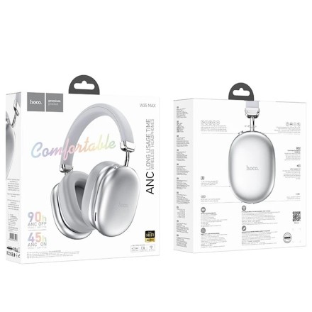 Стереонаушники Bluetooth полноразмерные Hoco W35 Max ANC BT5.3/45ч серебристые