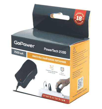  Импульсный блок питания GoPower PowerTech 1500 12V/1500 mA (7 переходников)