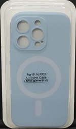 Накладка для i-Phone 14 Pro 6.1&quot; Magsafe силикон серо-голубая