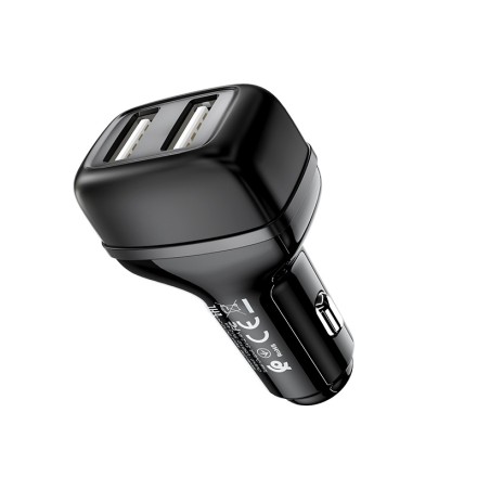  Автомобильное заряд. устр. Hoco Z36 2USB 2.4A + Lightning черное
