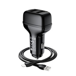 Автомобильное заряд. устр. Hoco Z36 2USB 2.4A + Lightning черное