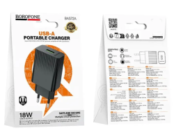 Сетевое зар. устр. Borofone BAS72A с шнуром Type-C 1USB 18W белое