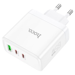 Сетевое зар. устр. Hoco N30 GaN 1USB/2USB-С 65W белое