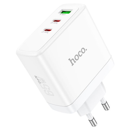  Сетевое зар. устр. Hoco N30 GaN 1USB/2USB-С 65W белое