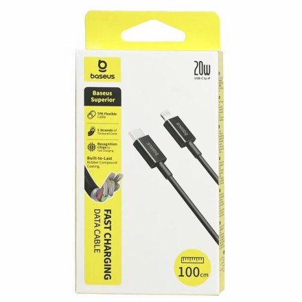 Кабель-зарядка Type-C на Lightning Baseus Superior 1м (CATLYS-A01) 20W черный